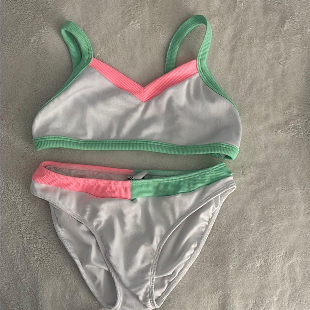 Peixoto White, Pink, and Green Bikini